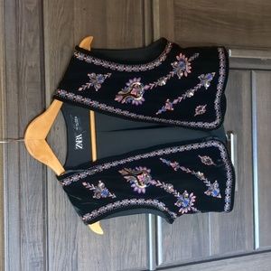 Zara Velvet Crop Vest